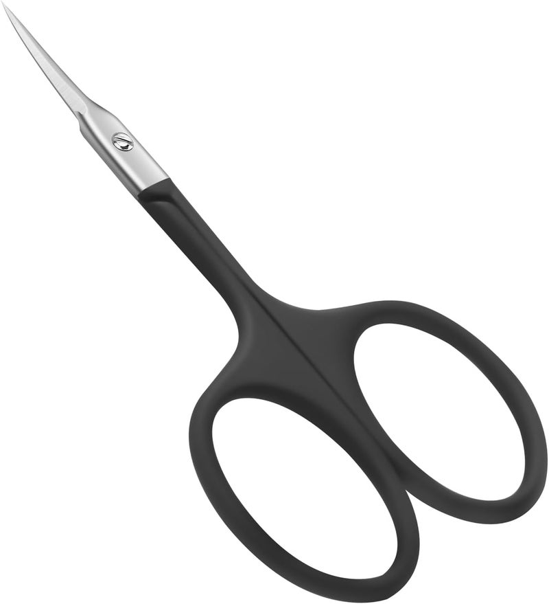CGBE Manicure Scissors, Extra Fine Eyebrow Scissors for Grooming, Curved Blade Nail Scissors Precise Pointed Tip Grooming Kit for Eyebrow, Eyelash, Trim Nail and Dry Skin, Black - Image 1